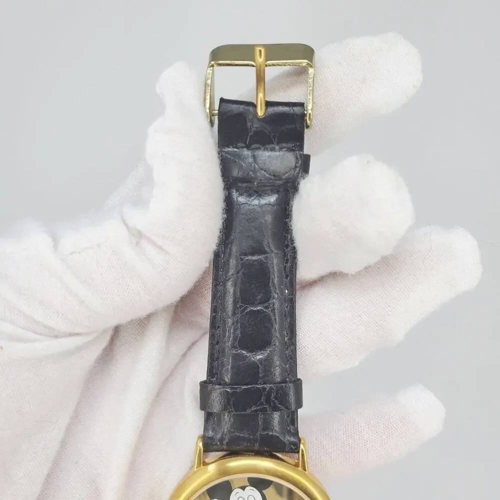 Disney Mickey Mouse Dual Dial Watch Gold Black Band H2F